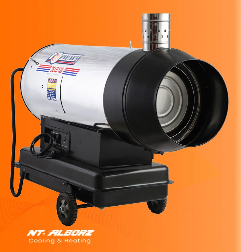 کوره‌ هوای‌گرم گازوئیلی‌ دودکش‌ دار دوموتوره‌ باکدار 2ELB-120