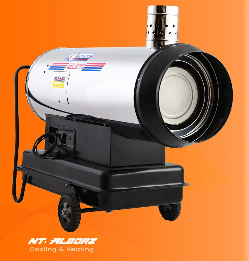 کوره هوای گرم گازوئیلی دودکش دار باکدار QELB-110